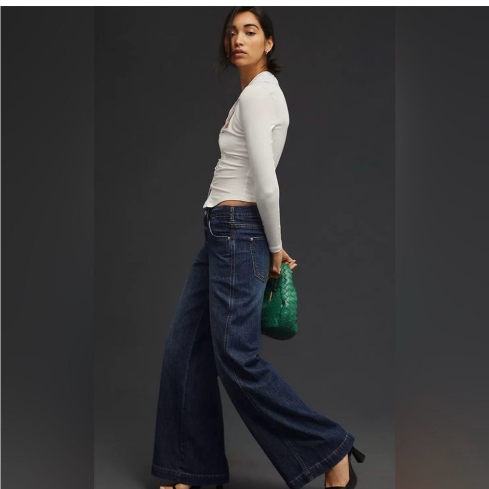 Anthropologie Maeve Wide leg Jeans Size 26 Dark Denim Wash